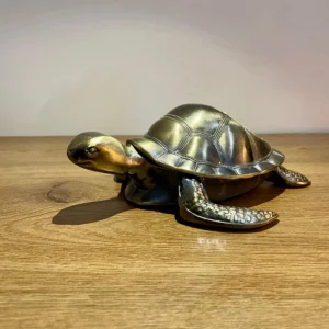 Brass Turtle Ashtray with Hidden Lid – Vintage Home Décor & Collectible Gift