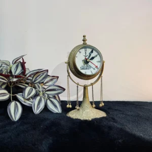 Vintage Brass Table Clock with Compass – Antique Home & Office Decor Gift